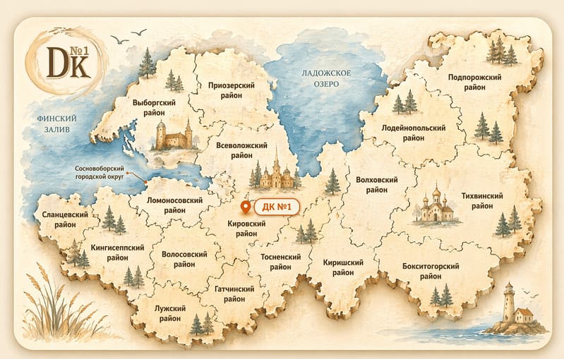 Карта Ленинградской области с районами