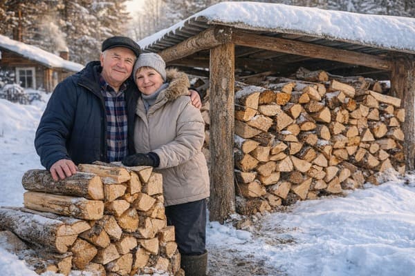 Родителям привезли дрова на дачу